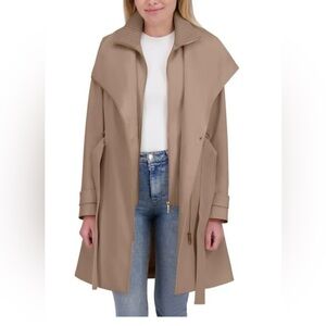 Halston Women's Belted Trench Coat tan size XL new